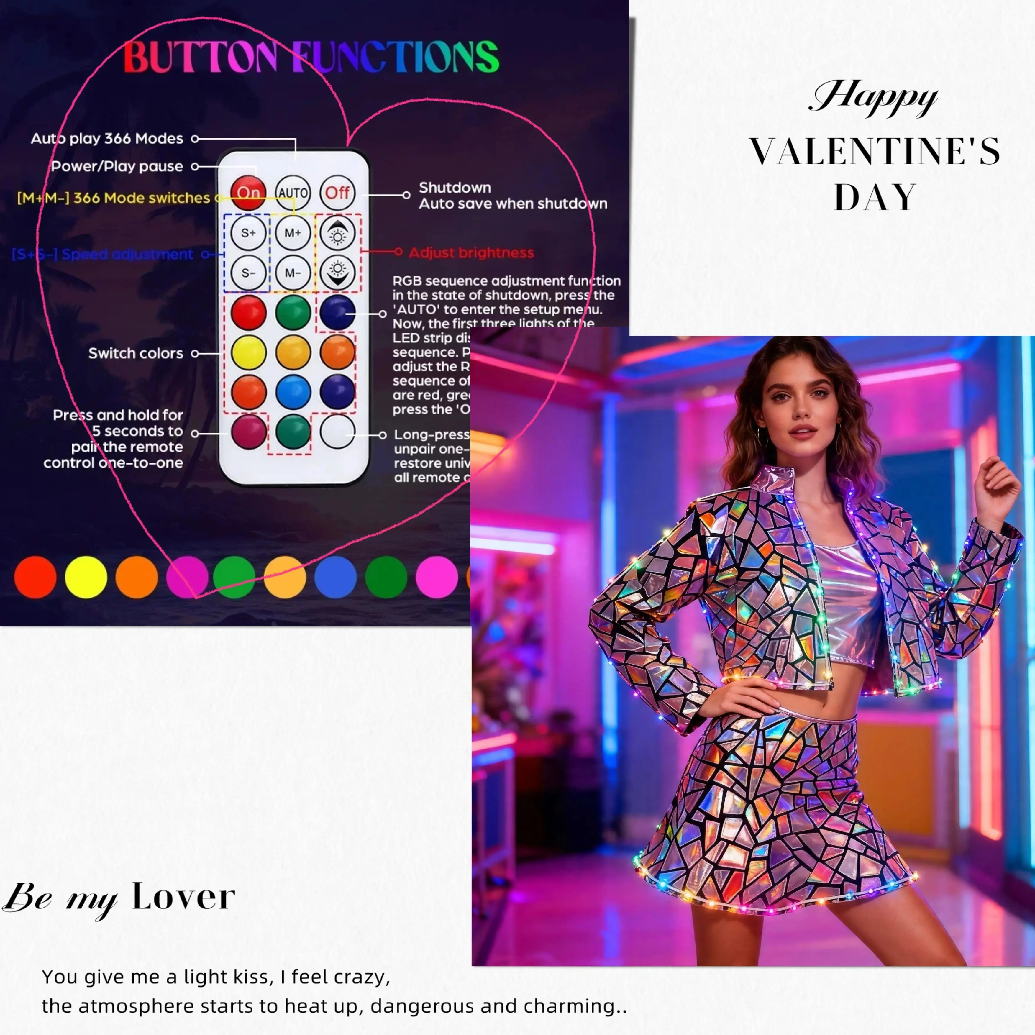 

Women LED Light Dress Mirror Sparkle Long Sleeve Costume for Club Rave Performance