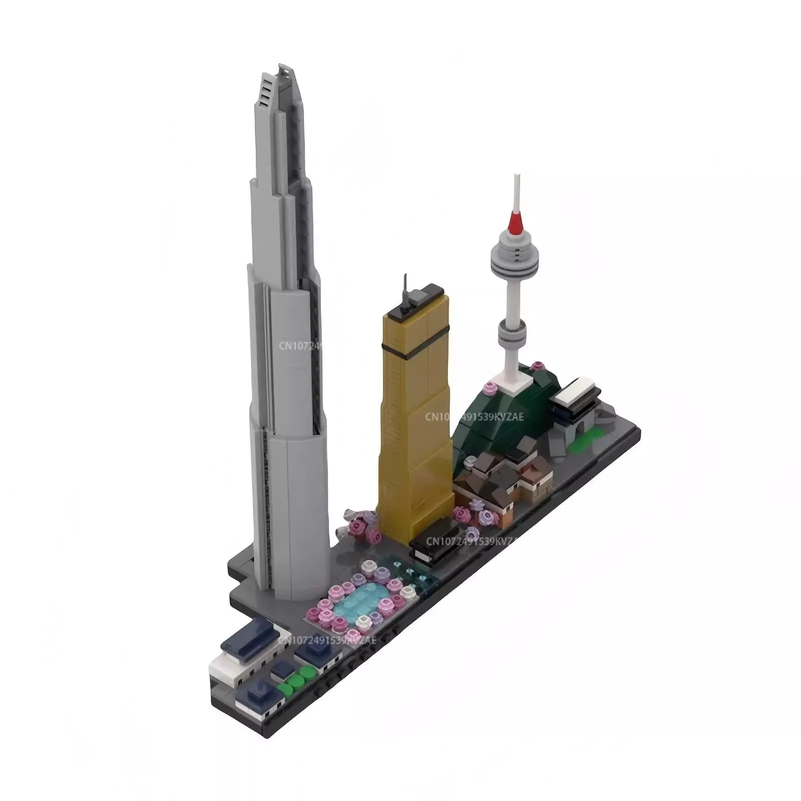 MOC 都市建築スカイラインクアラルーム、ジェッダタワー、ソウルの有名なビルディングブロックストリートビューモデルおもちゃクリスマスギフト