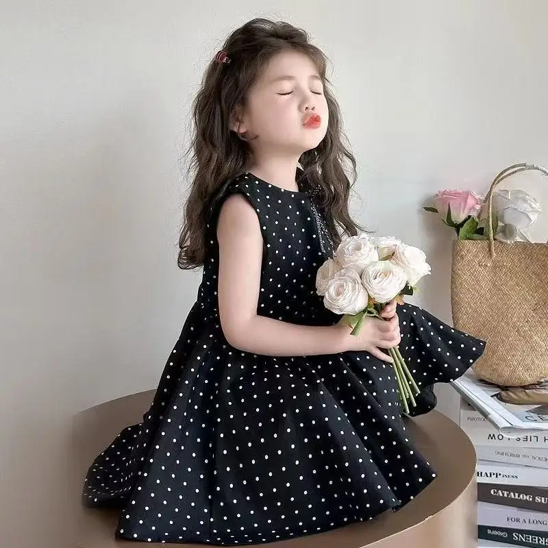 

New Summer Little 2-7Y Girls Polka Dot Cami Dress Fashion Sweet Princess Party Dress For Kids for 90-140cm