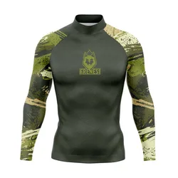 Frenesi Men's Rash Guard Surfing Diving Suits Swimwear Long Sleeve T-shirt Swim Skinsuit Tops Uv Swimming Tight Surf Gym Clothes