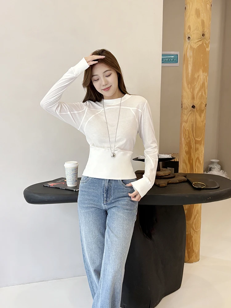 

Visual Golden Ratio T-irt Versatile Simple Design Comfortable Fabric Outstanding Texture Create Faion Layering Ladies Cot...