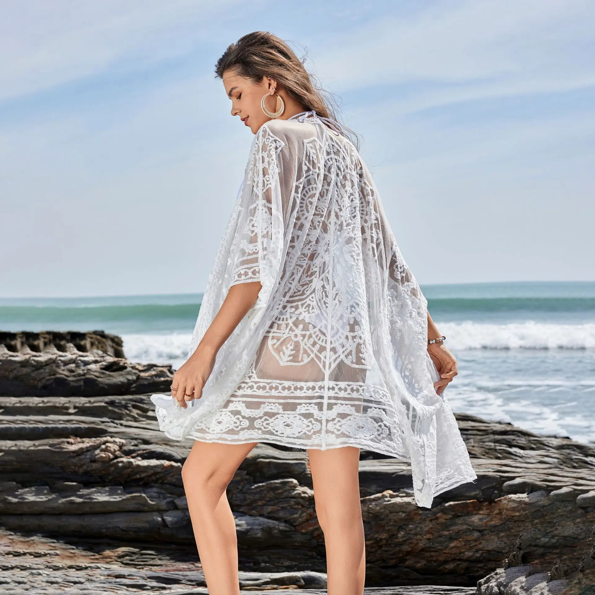 2025 Nowa bluza z kapturem dla kobiet w jednolitym kolorze Seksowna spódnica z dziurami Strój kąpielowy bikini na plażę Odzież przeciwsłoneczna