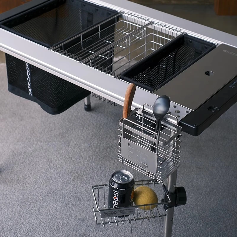 Cestino portaoggetti per gambe da tavolo, gabbia per bacchette con inserto laterale, accessori piastra bassa da cucina mobile piastra profonda