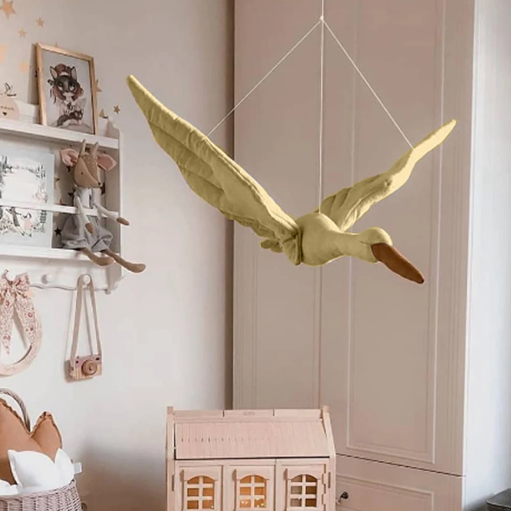 Hängende Ornamente, Plüschpuppe, Leinenstoff, Wandbehang, Schwan, Schlafzimmer, Kinderzimmer, Dekoration, Baby, beruhigendes Kissen