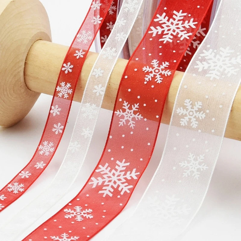 Snowflake Printed Grosgrain Ribbons for Gift Wrapping Wedding Decoration Hair