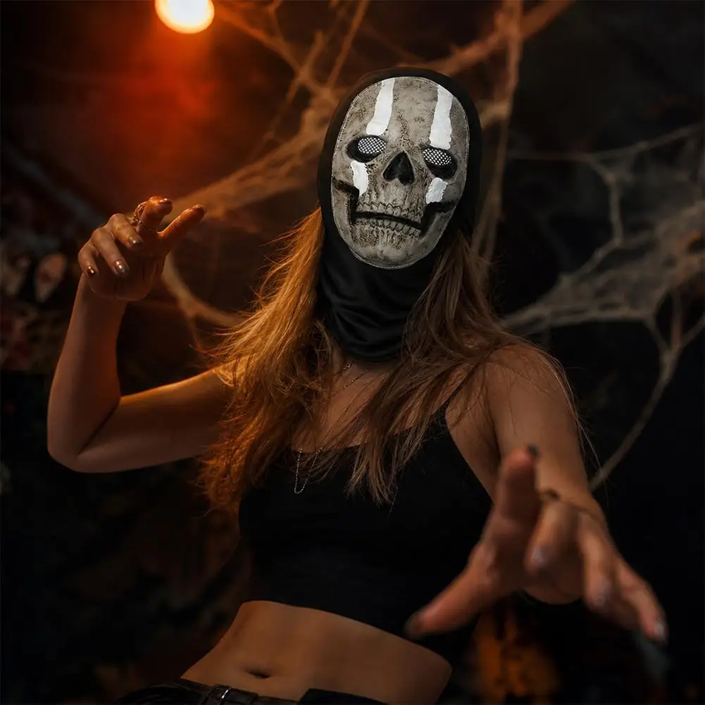 Halloween-Geistergesicht 3D-gedruckte Maske, dehnbares Netz, Vollgesichtsmaske, Totenkopf-Rollenspiel-Kopfbedeckung, Halloween-Cosplay-Horror-Balaclava – Detail 16