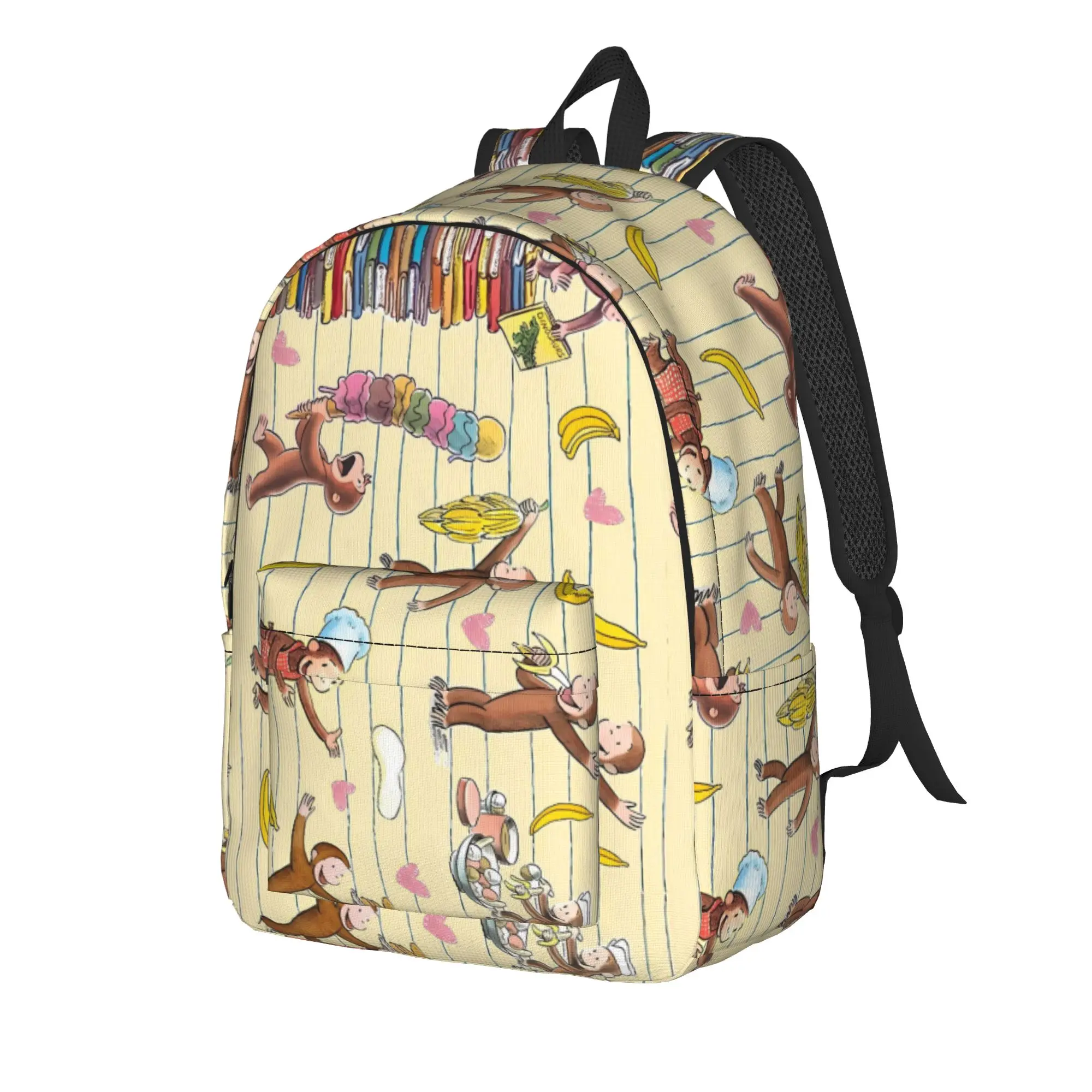 C-Curious George Backpack Teen  Durable Backpacks Polyester Kawaii School Bags University Design Rucksack