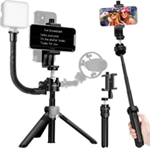 CAMOLO Teleprompter Photo Studio Mini Phone Tripod Cell Phone Tripod Mount Phone Holder for Selfie Stick for iPhone Video Tablet