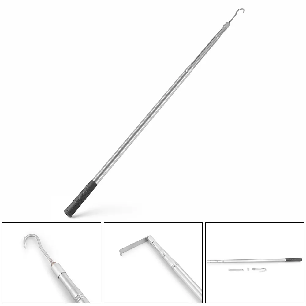 Grabber Reach Retriever Tool 6.3 Ft Heavy Duty Truck Accessories Telescoping Pull Pole With Two Hooks