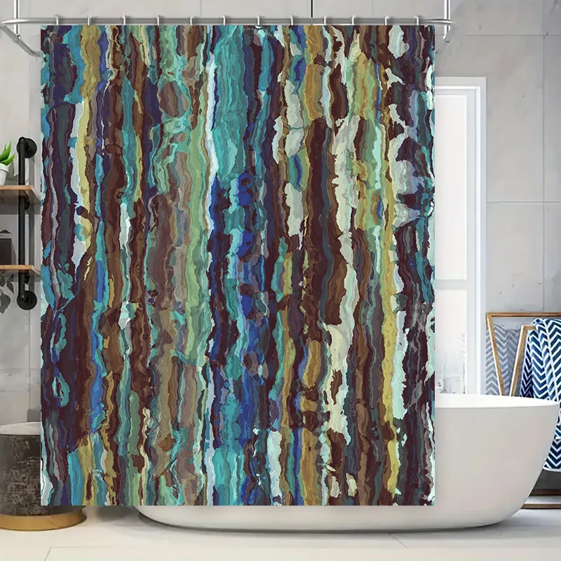 

Красочная полосатая занавеска для душа, современная водонепроницаемая ткань, простая установка, петля с крючком, 72x84 дюйма, идеально подходит для декора ванной комнаты