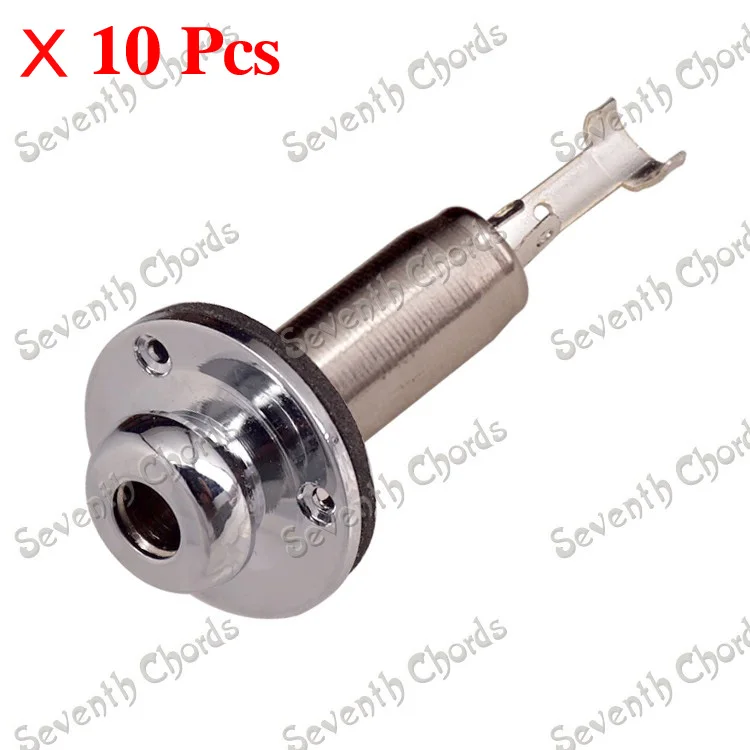 10 Pcs Chrome Brass Bass Guitar 6.35 Strap Lock Pin Jack End Pin Output Input jack Socket - Removable Jack Plate