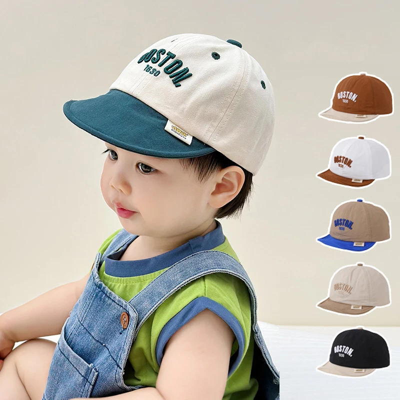 

Детская хлопковая бейсболка с вышивкой букв, однотонная