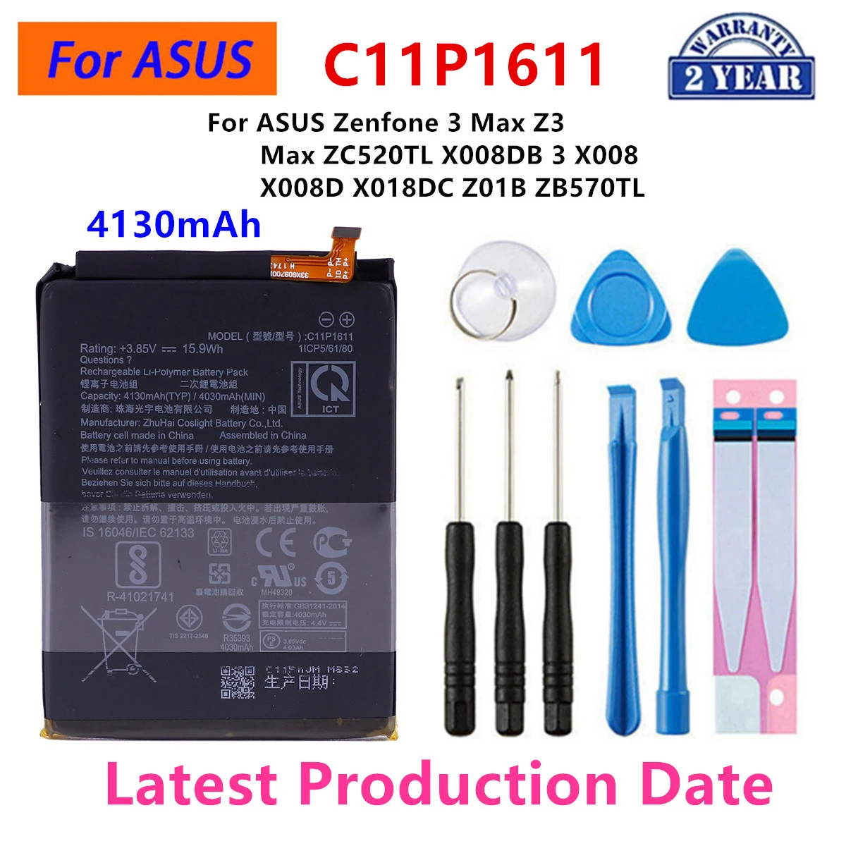 Brand New Battery C11P1611 4130mAh  For ASUS Zenfone 3 Max Z3 Max ZC520TL ZB570TL X008DB 3 X008 X008D Z01B