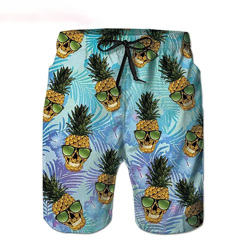 

Fun Pineapple Men Hawaiian Beach Shorts Surfboard Shorts Sportswear Vacation Pants Boys Short Summer Cool Clothes Surfboard