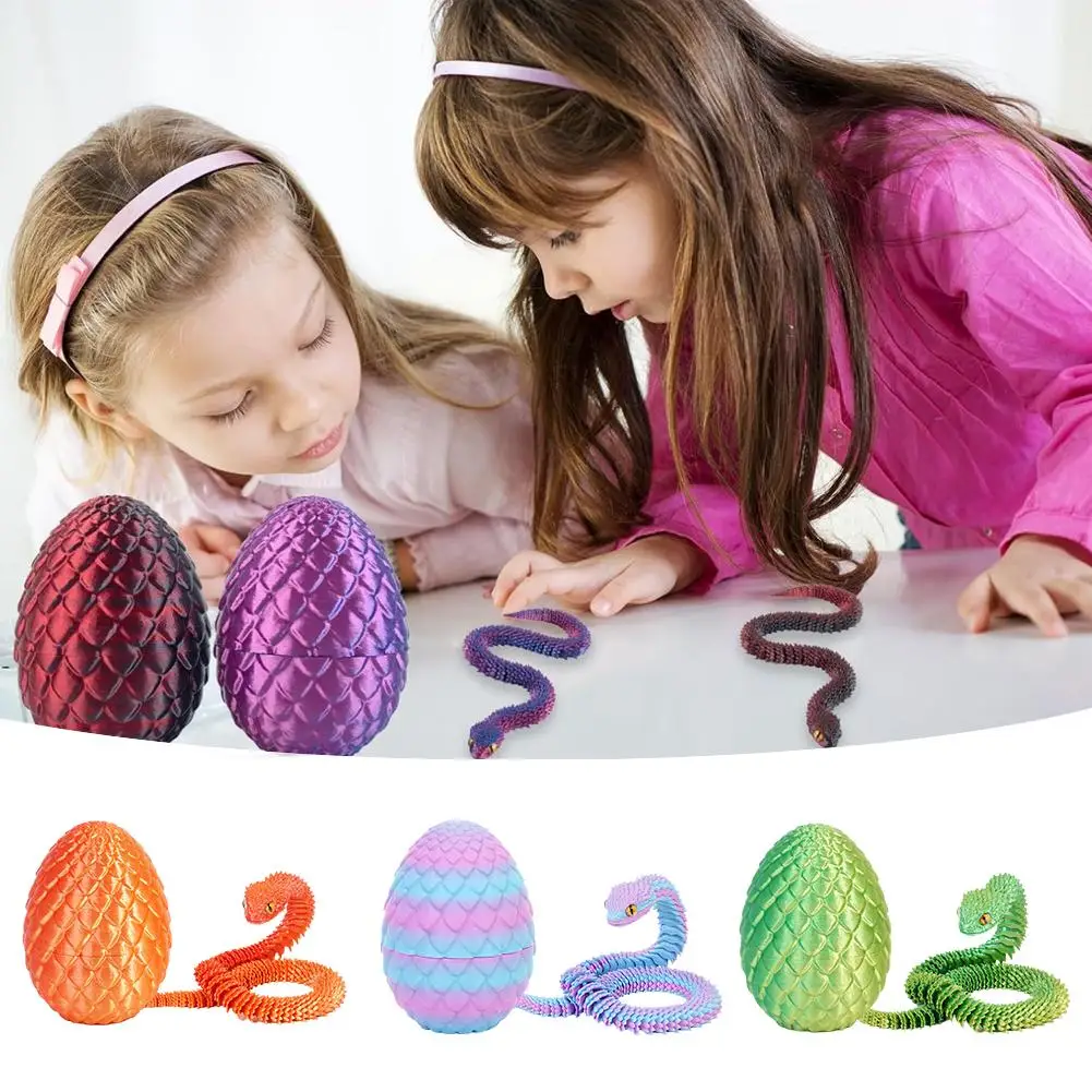 3D Printed Cool Snake Dragon Egg Multi-joint Novel Easter Hot-selling Gift Decompression Children's Toys Desktop Decoration image 3