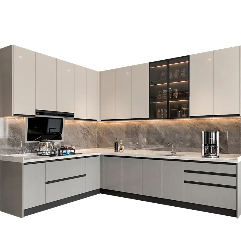 Overall cabinet customization, quartz stone countertop open kitchen stove integrated cabinet