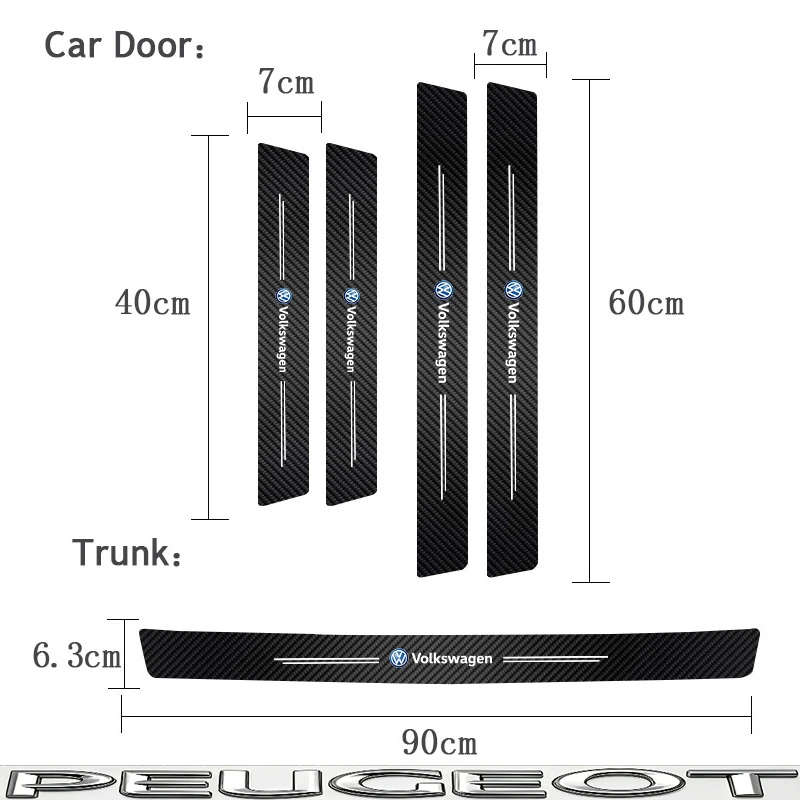 Auto Audi Logo Aufkleber Kohlefaser-Türschwellenschutz-Sticker für VW Golf Tiguan T-Roc Polo Passat ID.4 T-Cross ID.3 Taigo ID.7 – Detail 6