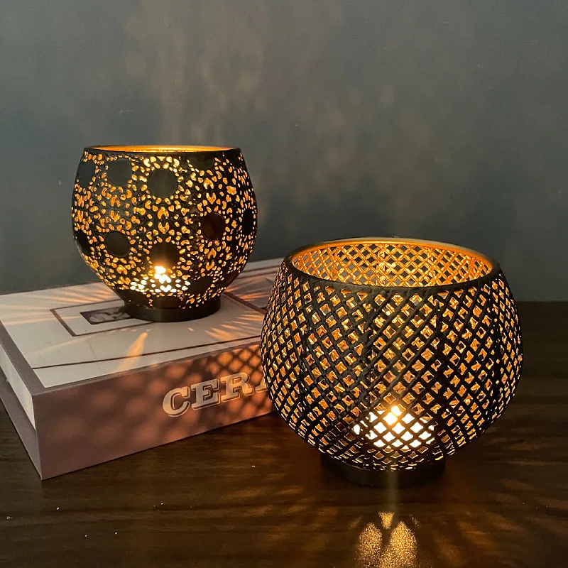 Separated Nordic crystal candle utensils metal ornaments round candlesticks living room table candlelight dinner props