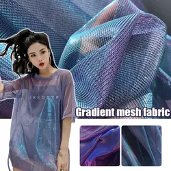 1.5x0.5m Gradient Blue Purple Mesh Voile Tulle Color Change Perspective Dress Creative Designer Cloth Fabrics For Patchwork