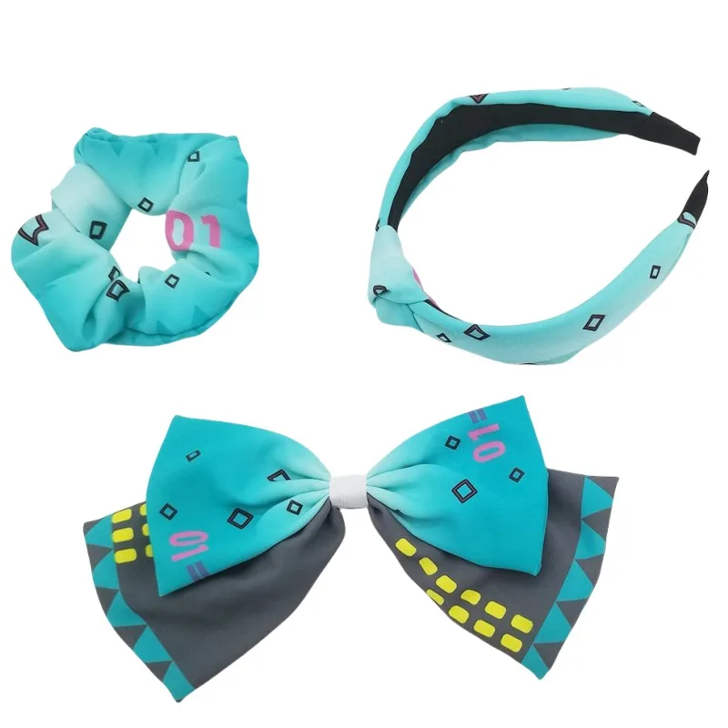 Hatsune Miku anime peripheral cartoon cute hair tie bow headdress hair clip hair hoop Halloween cosplay accessories wholesale