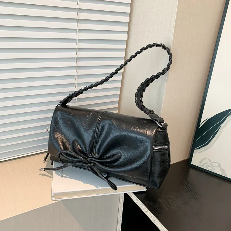 

Bow Sewing Chains Fashion PU Shoulder Bags Flap Zipper Versatile Solid Hand Bags 2024 Hot Sale Bags for Women Bolsas Femininas