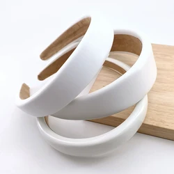 2cm/3cm/4cm French retro headband PU leather wide brim women's pure white simple headdress