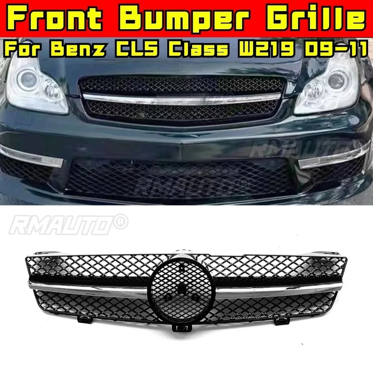 

Решетка бампера автомобиля, декоративные полоски, гоночная решетка, комплект кузова, решетка переднего бампера для Mercedes Benz CLS Class W219 2009-2011, внешний вид