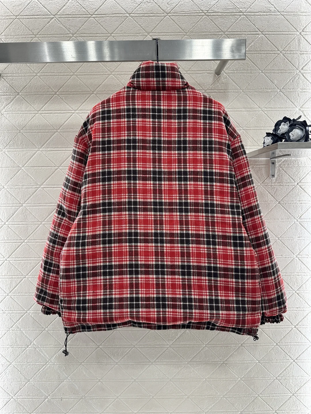 

Winter new elegant and fashionable double-sided plaid stand up collar wool down jacket women's clothing