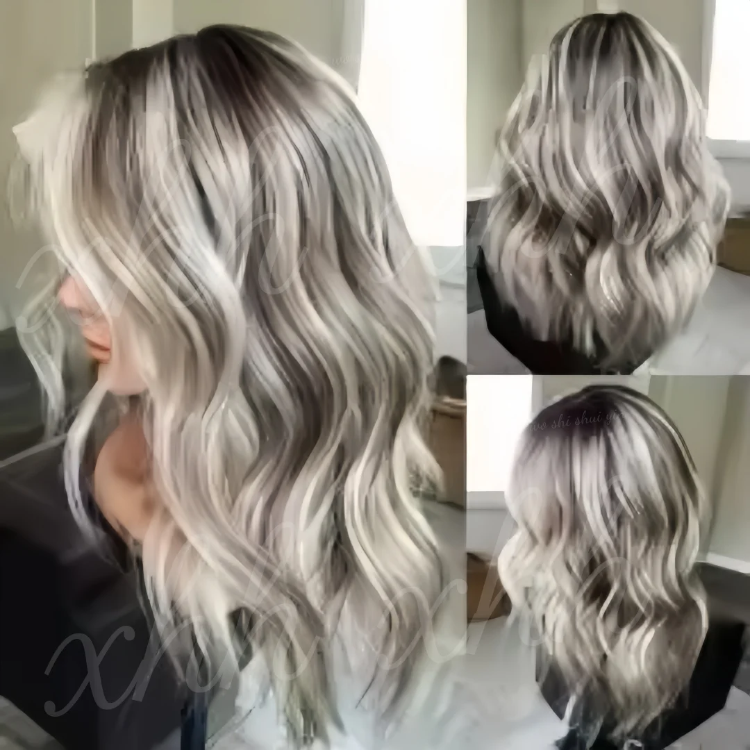 Highlight Blond 24Inch Wave with Bangs Natural HD Lace Wig for Women Pre-Plucked Transparent Lace Frontal Versatile Hair Wig