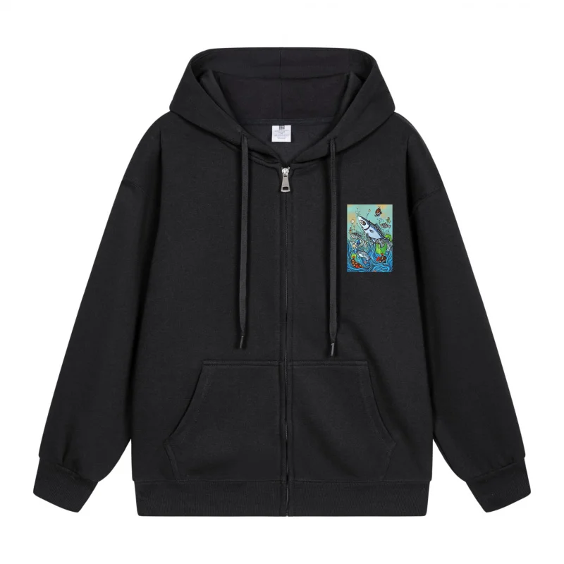 

Men's Zip-Up Hoodie Blue Sky With Clouds Trees New Style Casual Couples’ Style Casual and Loose