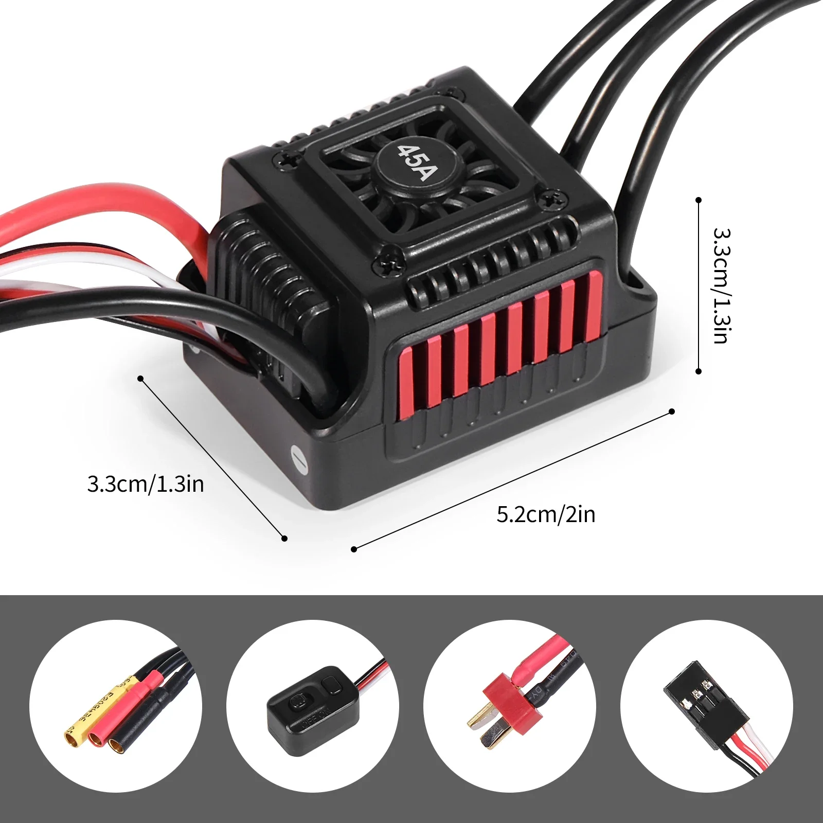 Sensorless Brushless ESC com XT60 T Plug para carros RC, impermeável ESC, 45A, 60A, WSDT-45A, WSDT-60A