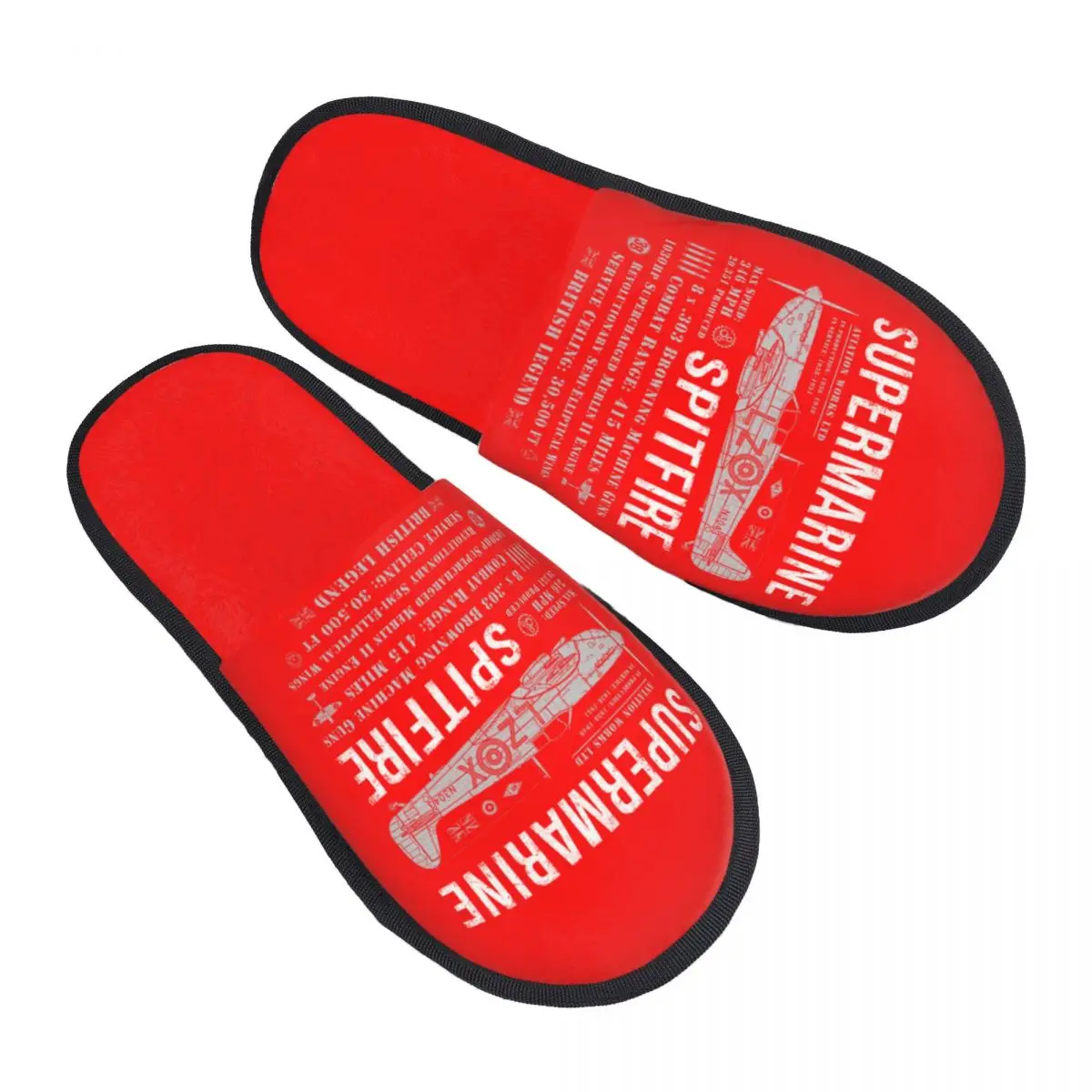 Aangepaste Supermarine Spitfire Memory Foam Slippers Vrouwen Comfy Warm Gevechtsvliegtuig WW2 Oorlogspiloot Vliegtuigen Vliegtuig Huis Slippers