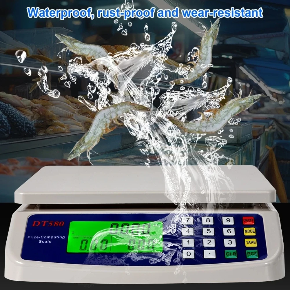 40kg/1g Large Digital Kitchen Scale with Tare Function Price Computing Scale Stainless Steel Counting Scale for Meat Vegetables