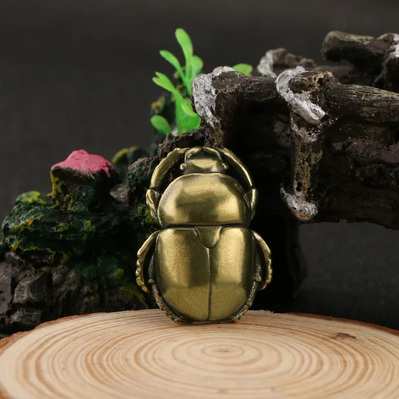 1 PC Antique Imitation Brass Ladybug Ornament Copper Insect Tea Pet Desk Office Decor Copper Craft Collection Home Decoration