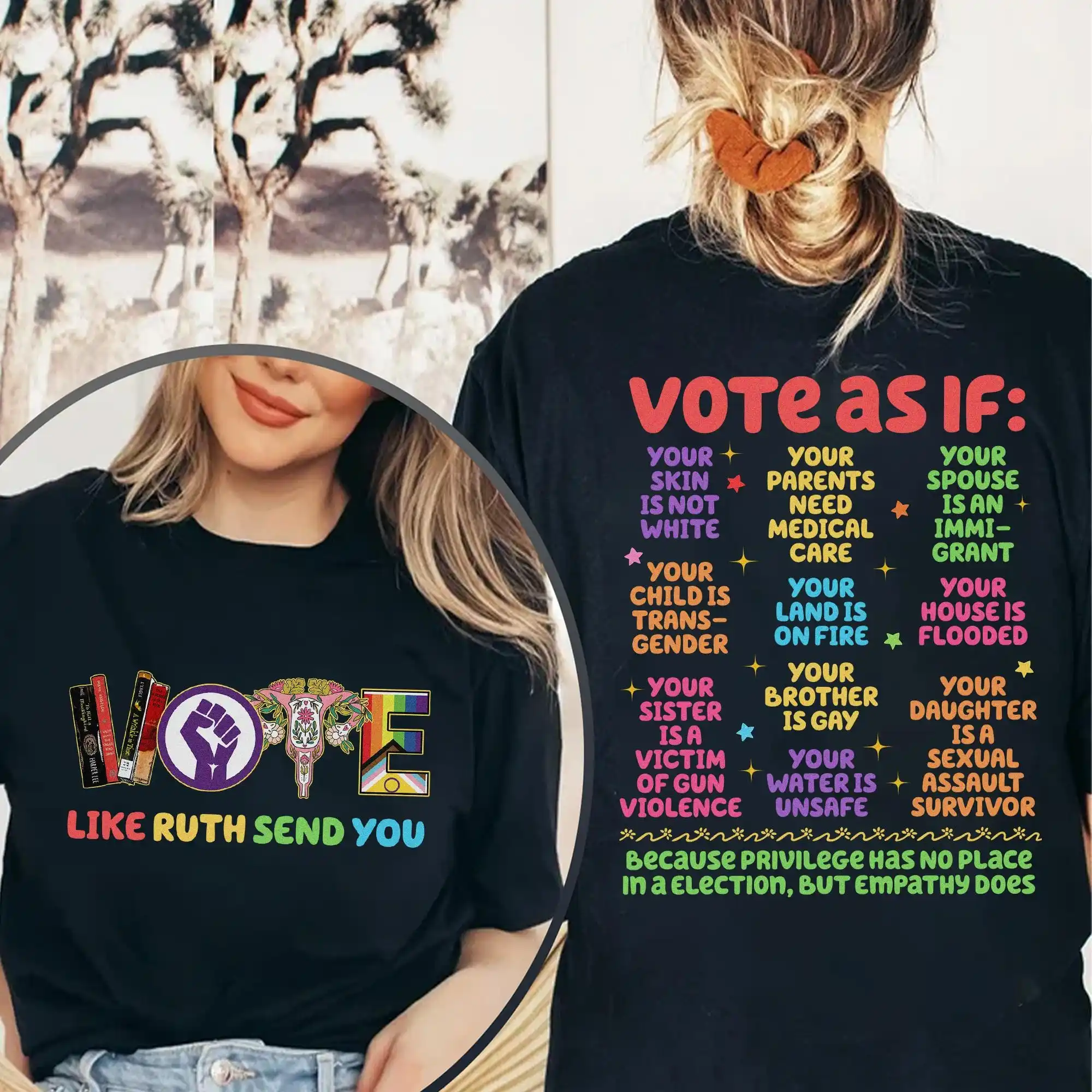 التصويت كما إذا تي شيرت حقوق الإنسان LGBT Womens Equality Pro Choice Roe v Wade