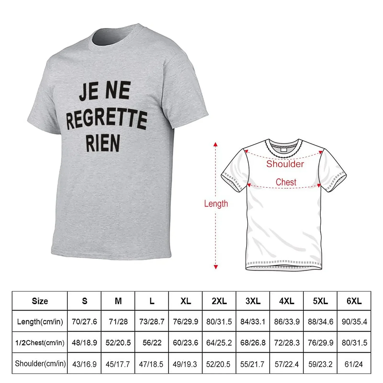 Je Ne Regrette Rien I Regret Nothing T-Shirt customs design your own blacks slim fit t shirts for men