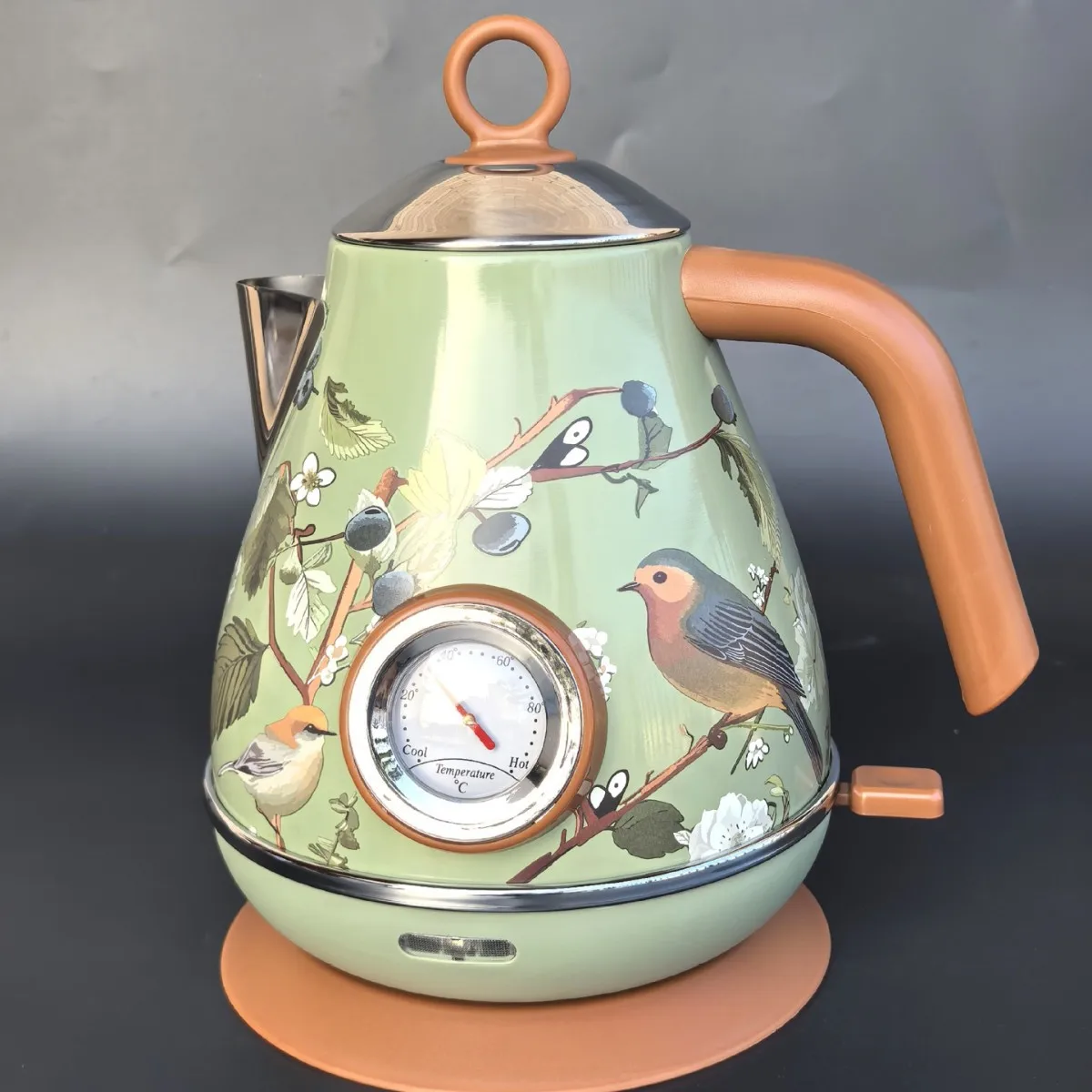 Bollitore elettrico retrò da 1850 W / 1,7 L con display della temperatura Bollitore bollente in acciaio inossidabile 304 Spegnimento automatico Teiera Utensili da cucina