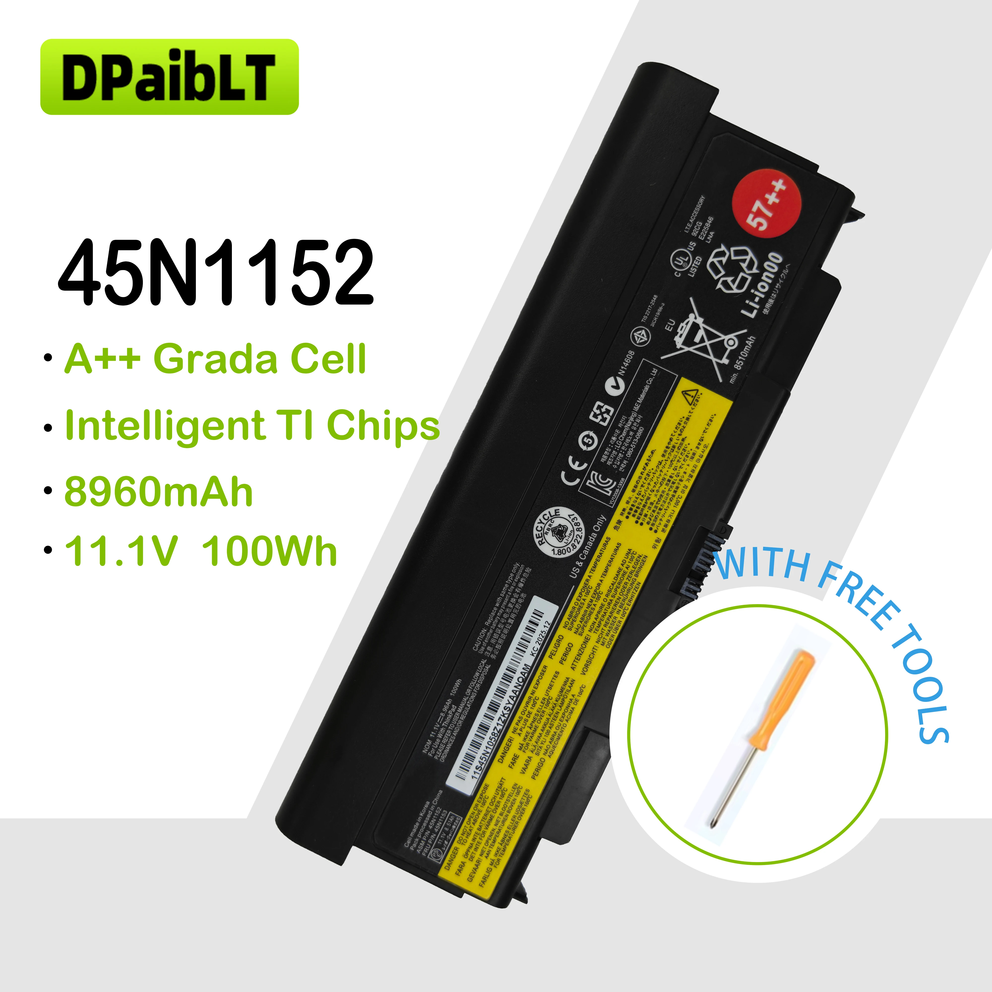 

DPaibLT NEW 100Wh 11.1V 8960mAh 45N1152 45N1153 45N1149 45N1152 LAPTOP BATTERY For Lenovo ThinkPad T440P T540P W540 L440 L54