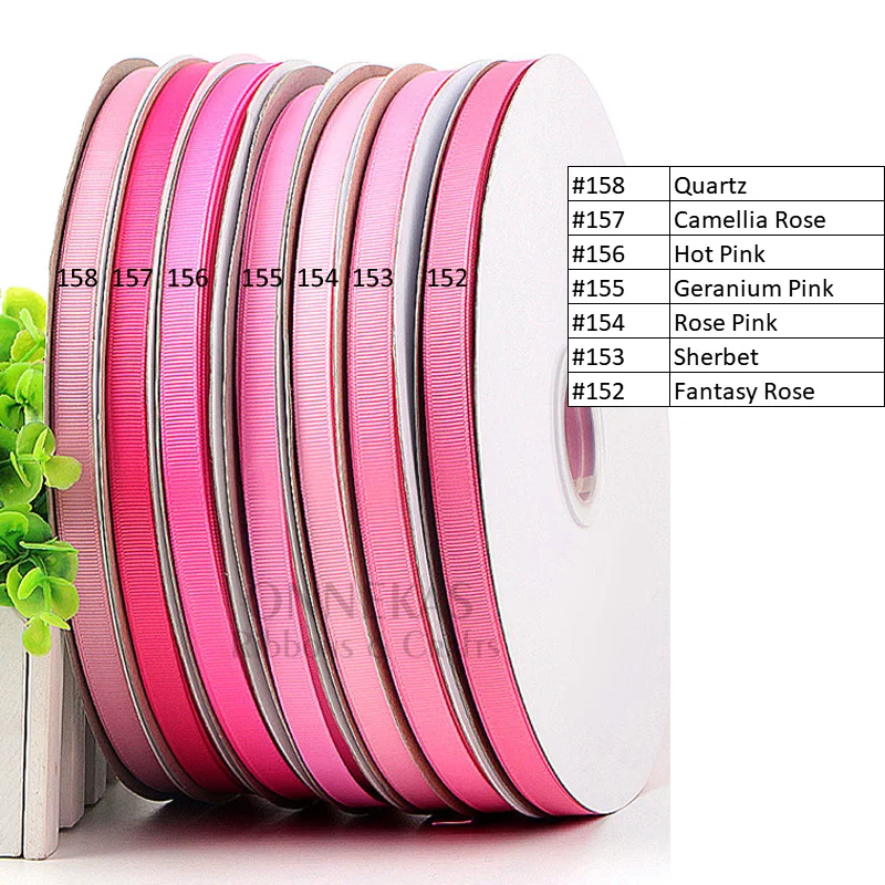 100Yards 6/9/13/16/19/25/38mm Pink Grosgrain Ribbon High Quality 100% Polyester Fabric Ribbon for Crafts Hair Bows Making
