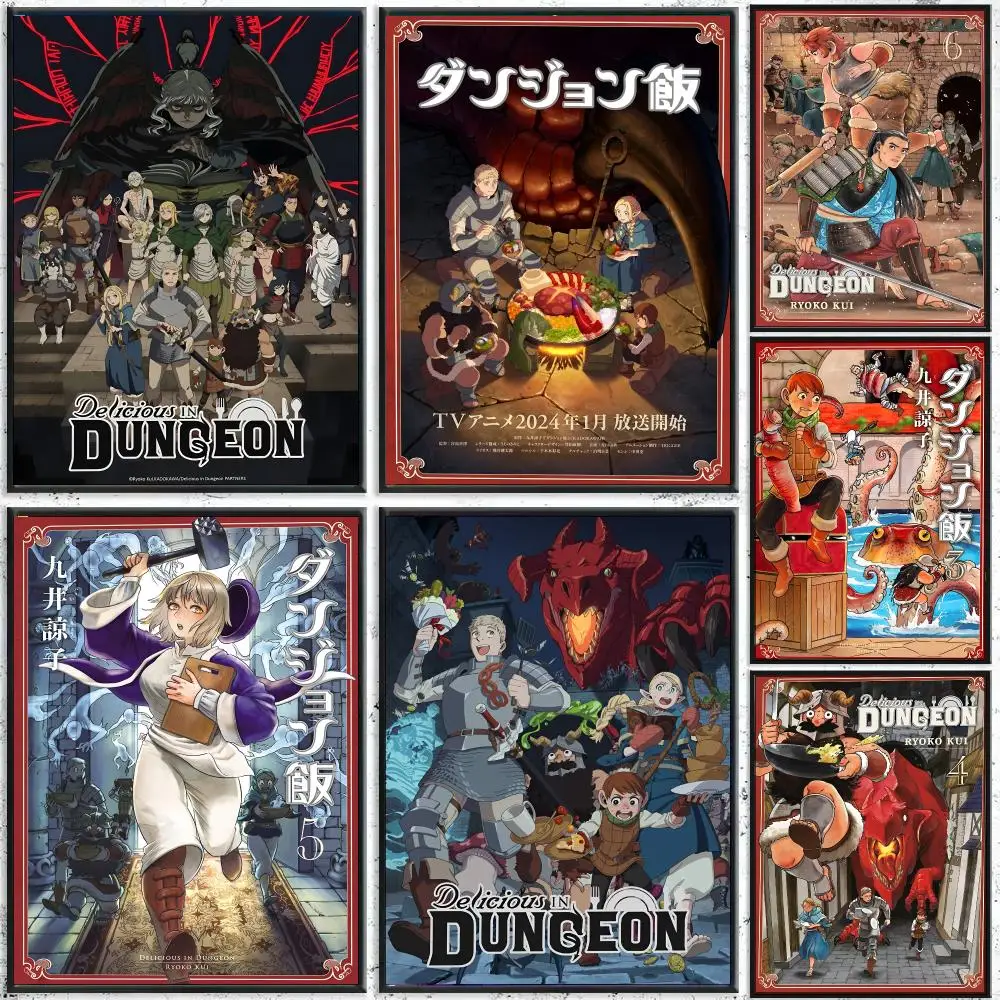 Anime Dungeon M-Meshi Poster Perfect Sticker Self Adhesive for Office Home Theater Wall Art Decor Fancy Gift