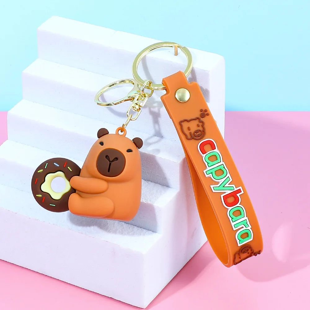 MINISO Cute Cartoon Capybara Pendant Keychain Toy Doll Bag Hanging Ornaments Lovely Kapila Pelican Crocodile Animal Keyrings