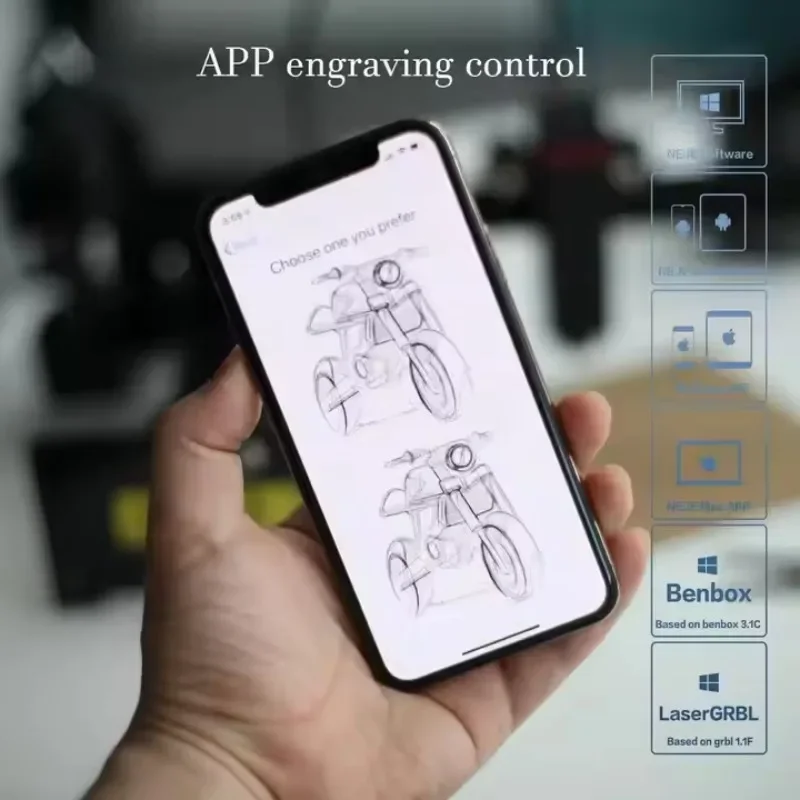NEJE Master 2 20W APP اللاسلكية CNC الليزر حفارة سطح المكتب آلة الحفر بالليزر القاطع للخشب معدن الجلود الاكريليك الليزر