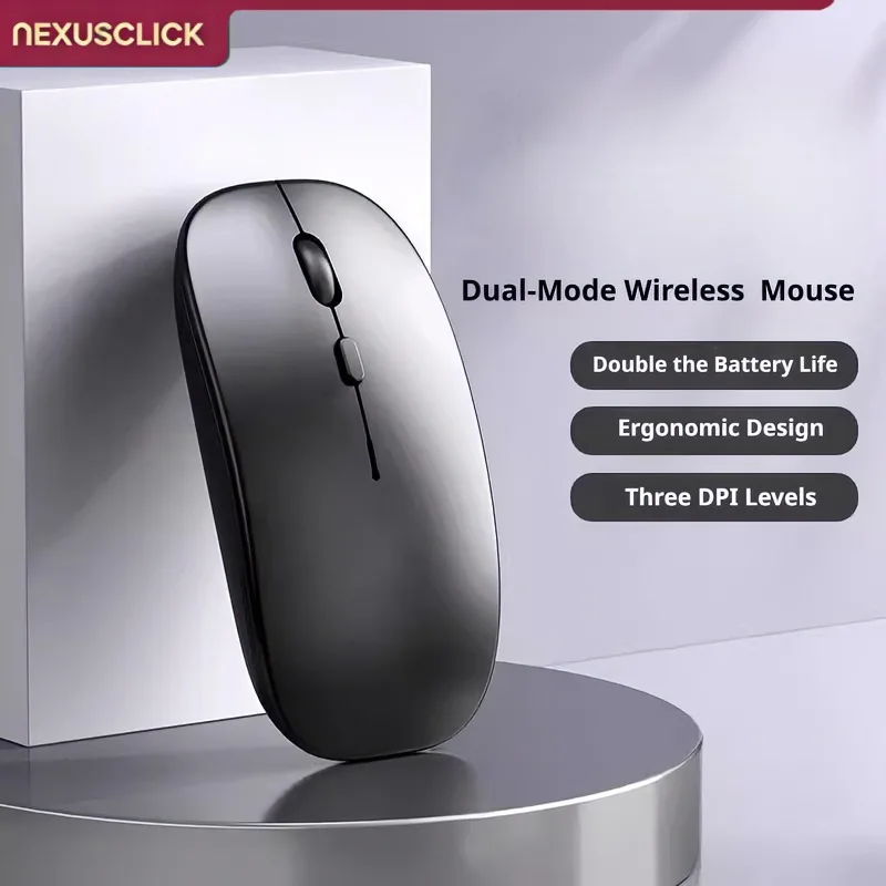 NexusClick Slim Wireless Mouse 2.4GHz Optical 1600DPI Silent Ergonomic Mice Portable USB Receiver For Computer Office Gaming