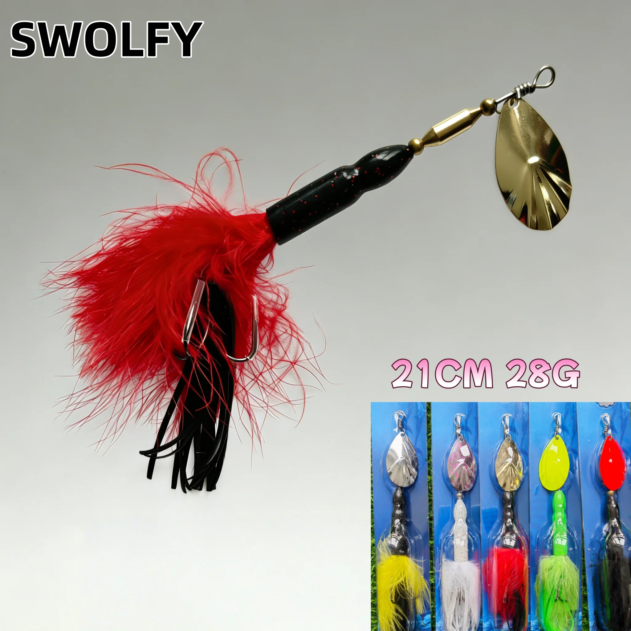 

Набор из 2 приманок Musky Pike Spinner Bucktail - Металлическая рыболовная приманка с яркими разноцветными искусственными перьями, приманки для ловли муски для рыболовов.