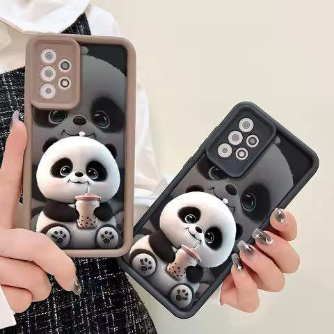 Cartoon Panda Case For Samsung A53 A55 A52 A54 5G A13 A14 A15 A12 A32 A33 A34 A35 A21S A51 Cover S24 S23 Ultra S22 Plus S20 FE
