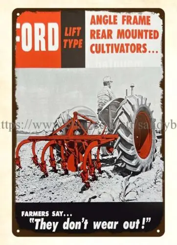 1960s Tractor Angle Frame Rear Mounted Cultivators metal tin sign wall art