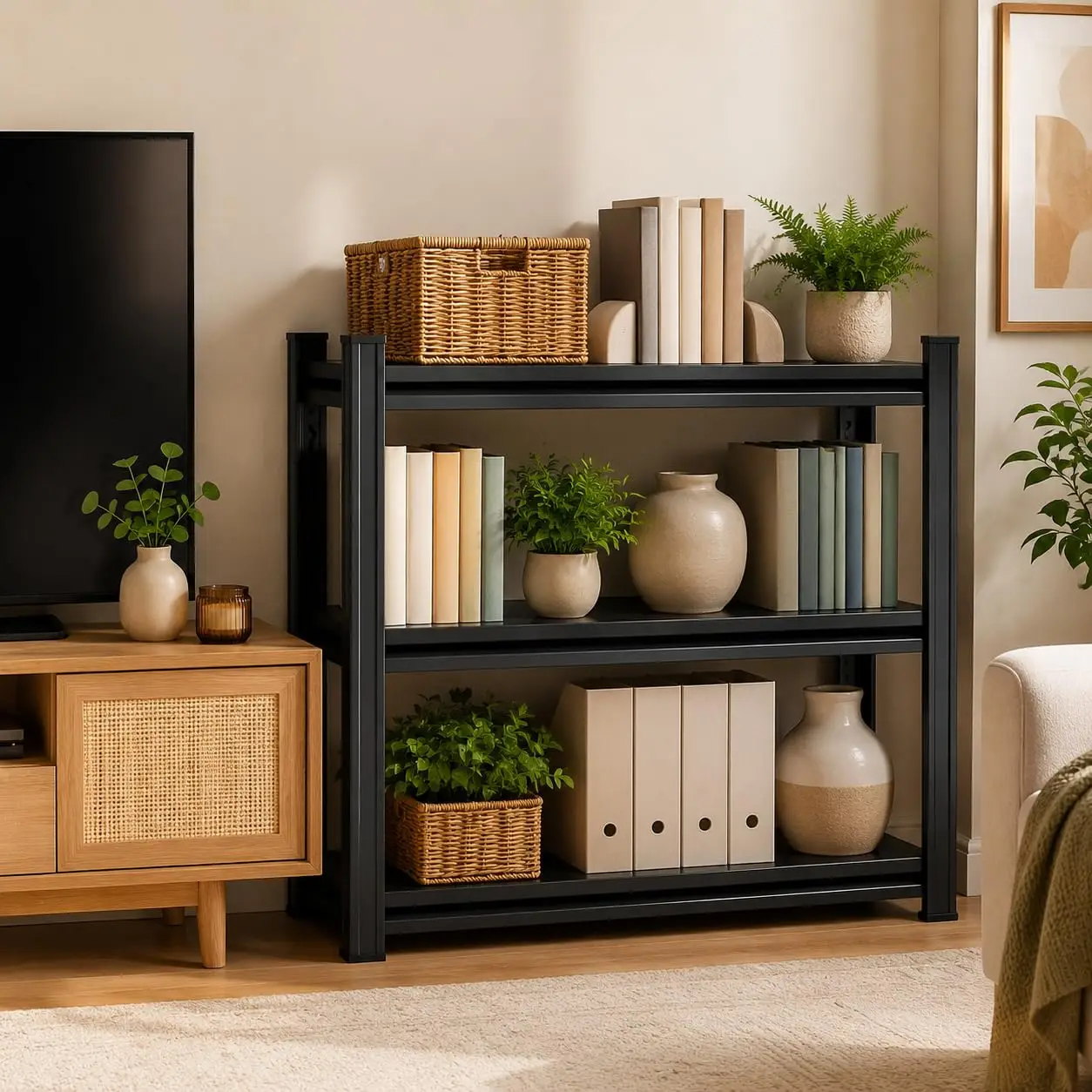 Wide Adjustable Metal Bookshelf Heavy Duty Storage Shelf Home Office Library, Customized