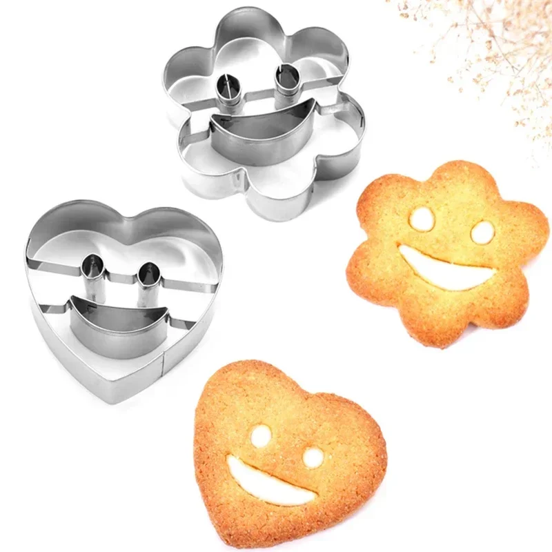 4Pcs Smiling Face Cookies Mold Cutter Biscuit Pastry Cake Decorating Tools Baking Confectionery DIY Tools 4 Shapes