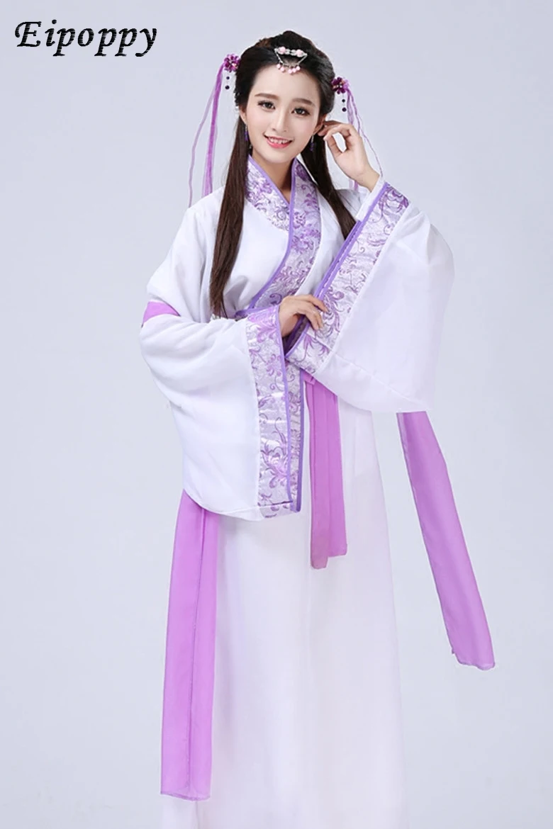 ชุดนางฟ้าแขนกว้างสง่างามเครื่องแต่งกายเต้นรำ Guzheng กระโปรง Hanfu nuwa