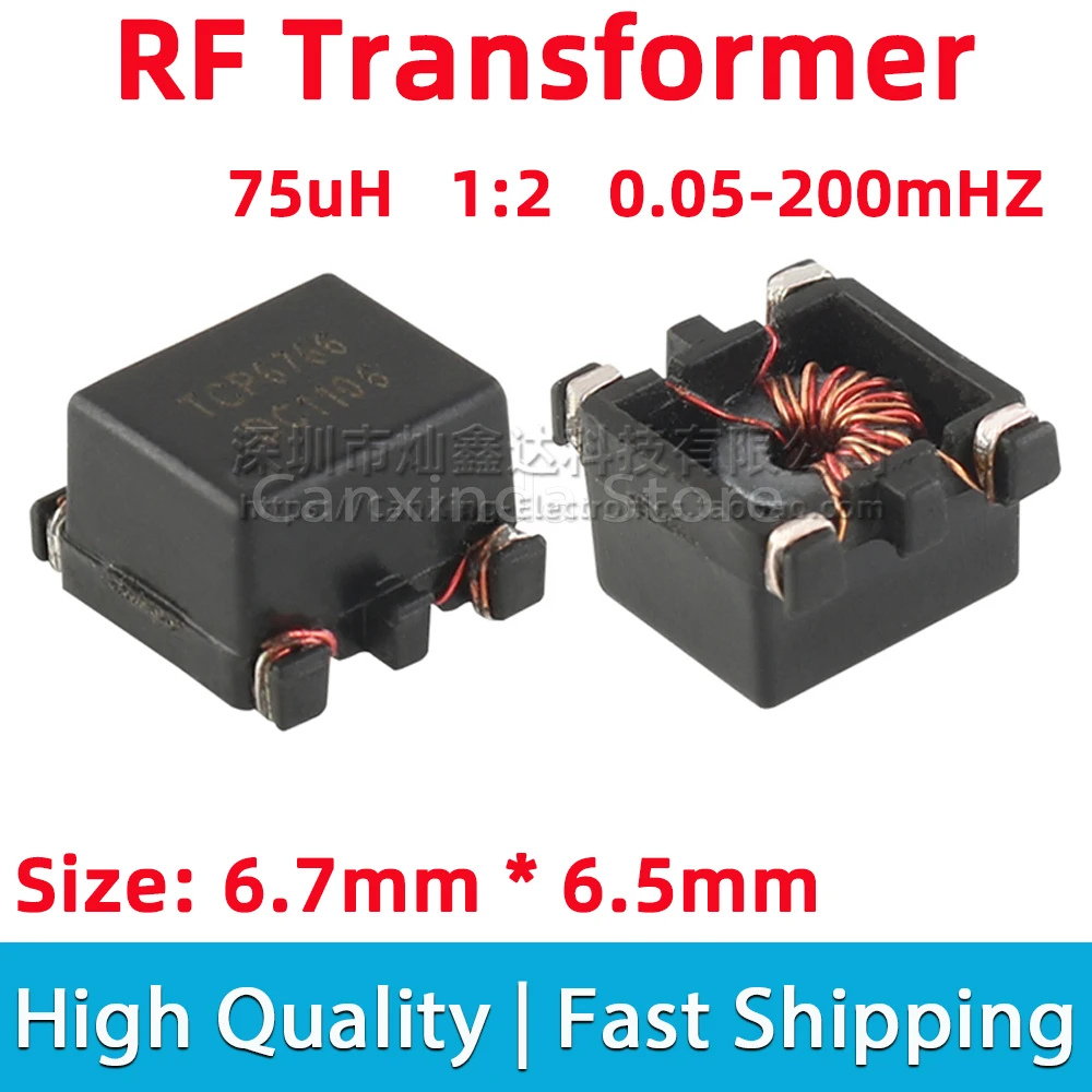 5pcs TCP6766 Replace PWB-2-ALB SMD SMT 75uH  0.05-200mHZ Wideband RF Transformer Turns Ratio 1:2 Surface Mount